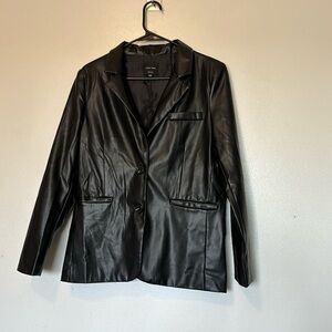 Love Tree black two button long sleeve pocket jacket blazer coat lined size M